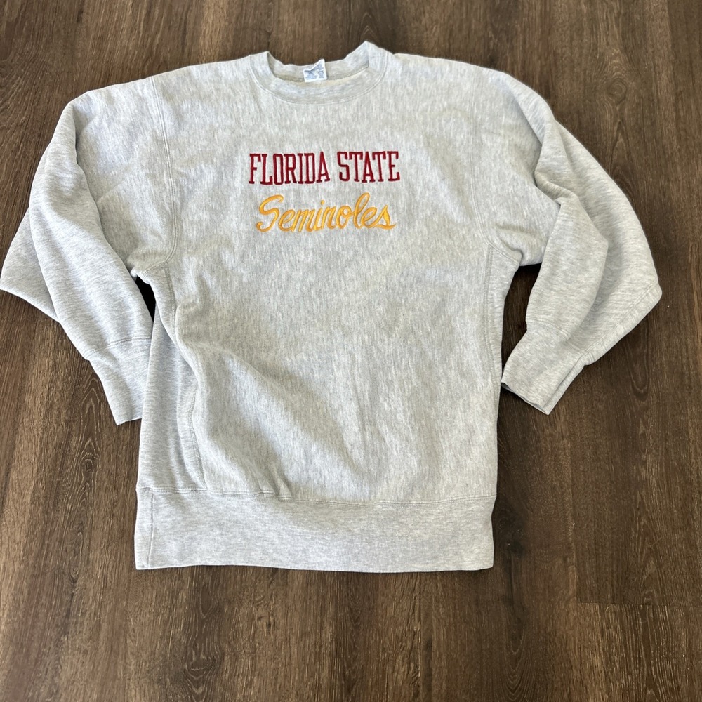 Vintage 90s Champion Reverse Weave Florida State Sweatshirt Gray XL‎ USA